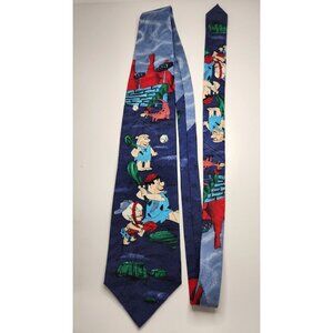 Vintage 58" Hanna Barbera The Flinstones Men's Tie Hand Made In Italy Baseball